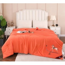 水帛夏季凉感夏被水洗冰丝夏凉被空调被夏天双人春秋薄被子被芯可机洗 橙色 200x230cm