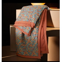 水帛冰氧棉繁花夏凉被单人双人时尚印花夏凉被春夏必备亲肤柔软 橘青色 150x200cm