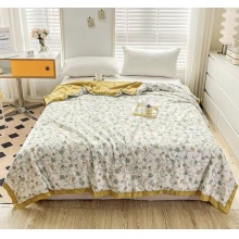 水帛水洗凉感丝夏被夏季冰丝夏凉被空调被可机洗双人薄款被子春秋被芯 春色 200x230cm