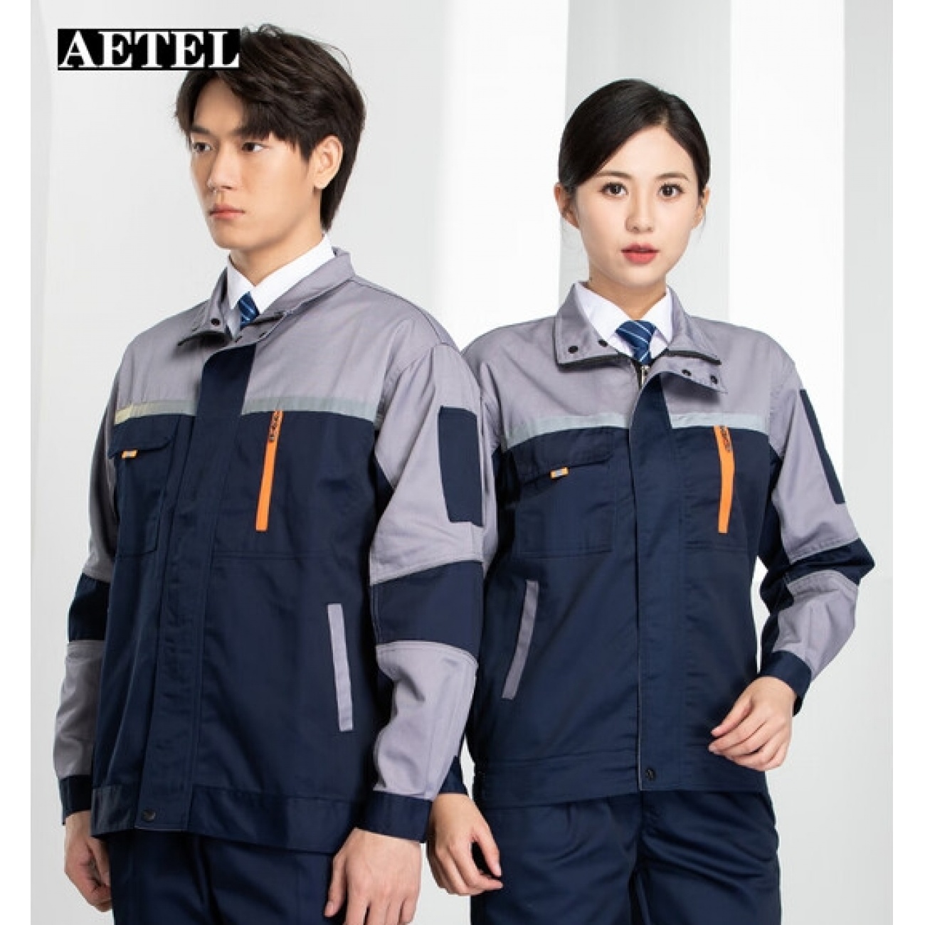AETEL 春秋长袖工作服套装男女耐磨电焊工厂车间汽修维修劳保服定制